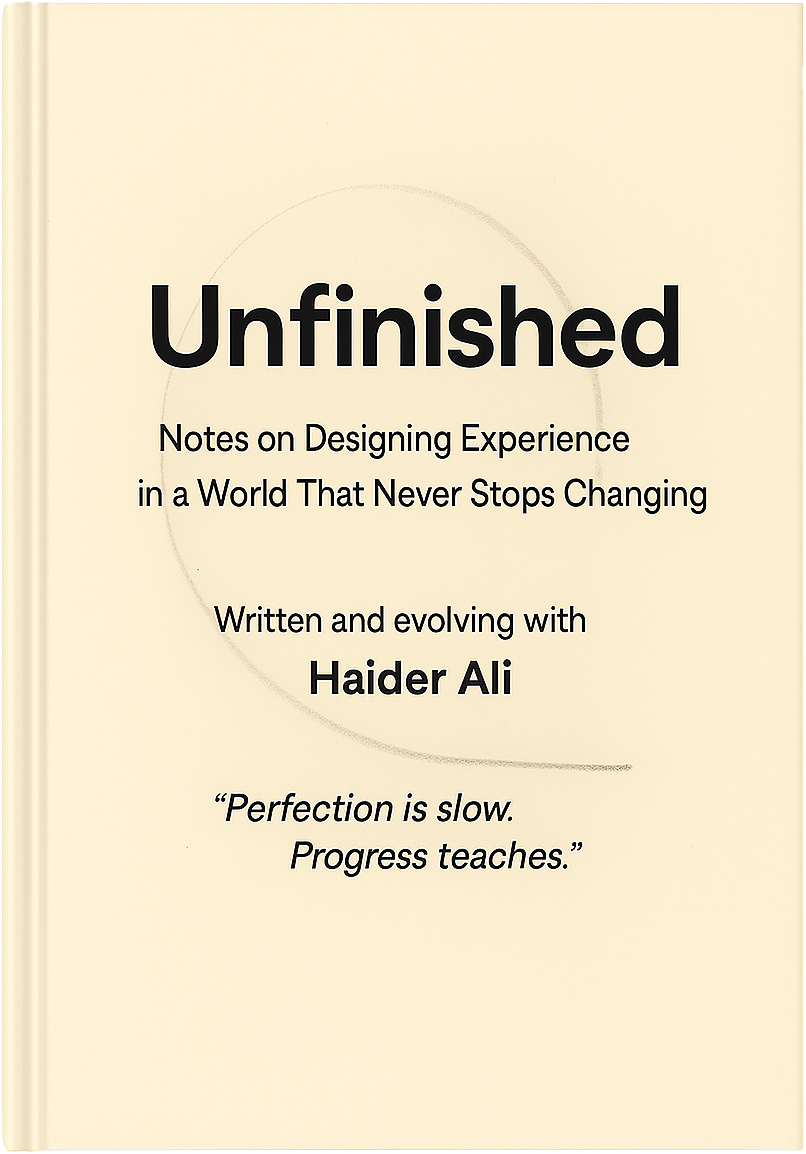 Unfinished — book cover by Haider Ali